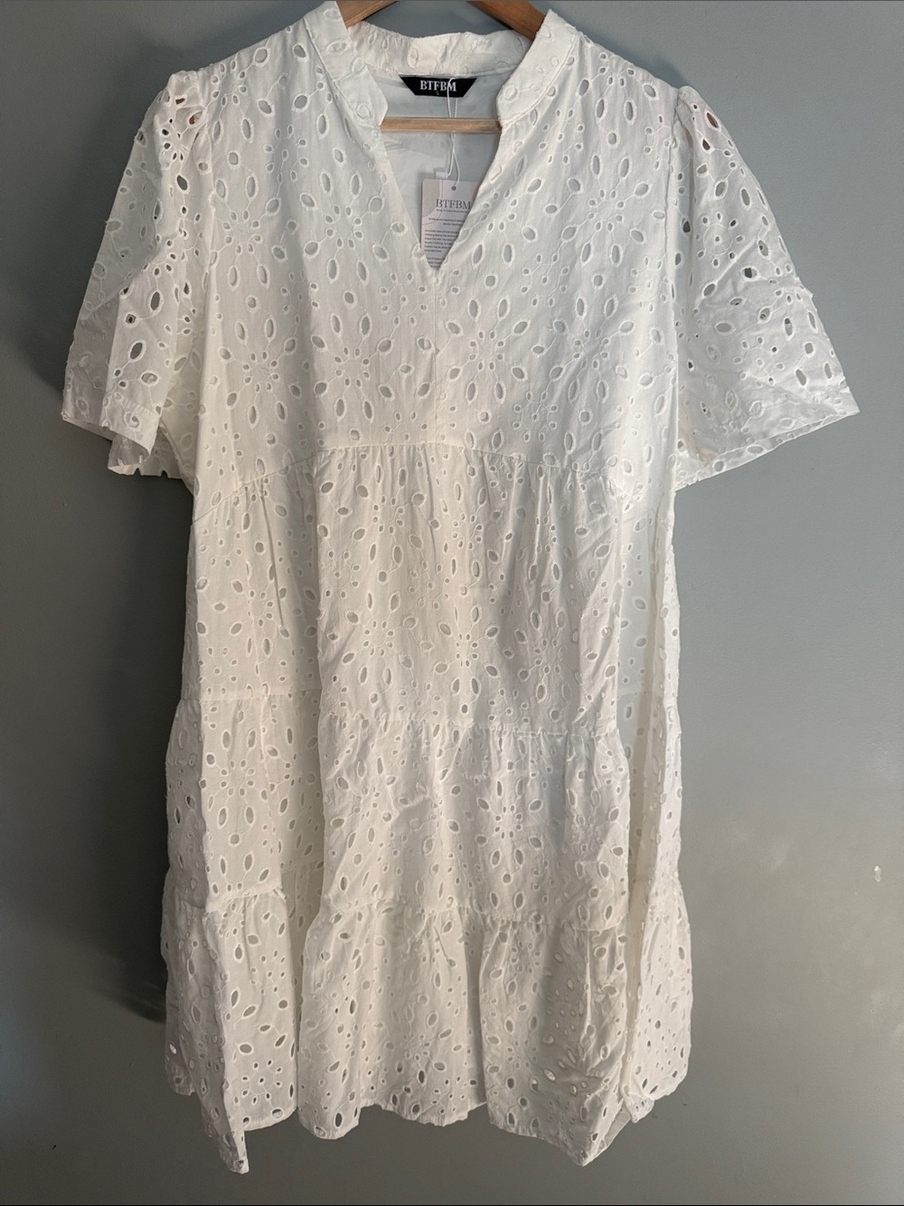White Eyelet Tiered Mini Dress